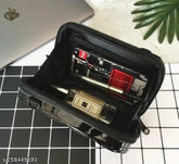 Black acrylic small crossbody 'Forever Young' sling bag, minimalist aesthetic accessory for women